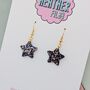 Sparkly Small Star Glitter Christmas Earrings Blue And Red, thumbnail 2 of 8