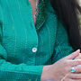 Emerald Green Pure Silk Hand Stitched Ladies Jacket, thumbnail 5 of 6