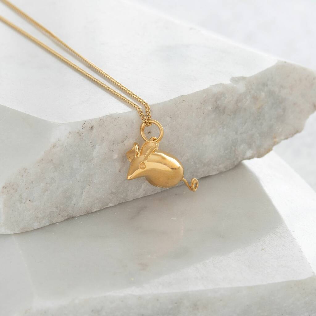 Mouse Pendant Necklace Gold Vermeil By Lime Tree Design ...