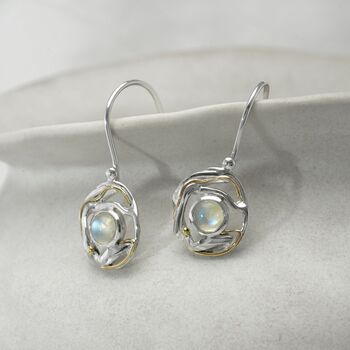 Handmade Sterling Silver Rainbow Moonstone Earrings, 3 of 6