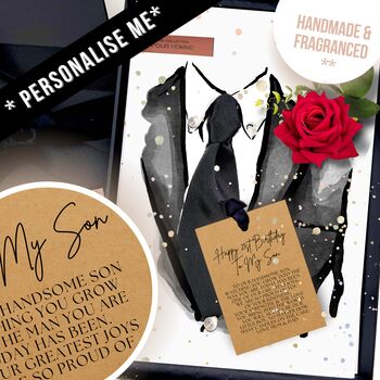 Luxury Personalised 21st Birthday Card For Him, Handmade Scented Suit Card, 5 of 8