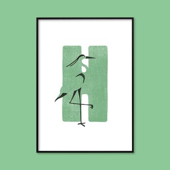 H For Heron Children's Initial Print, 3 of 3