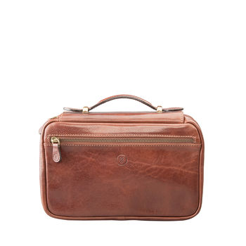 Elegant Leather Double Zip Wash Bag. 'The Cascina', 4 of 12