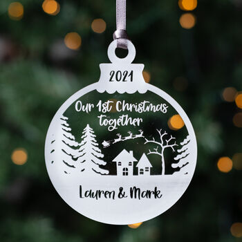 Personalised 1st Christmas Together Couple Bauble, 2 of 3