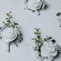 Floral Wedding Buttonhole In Silver, thumbnail 5 of 10