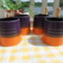 Set Of Four Reactive Glaze Brûlée Mugs In Purple And Orange, thumbnail 2 of 8