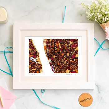 Personalised Liverpool Map Print Gift | Hand Drawn City Wall Art, 7 of 8