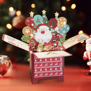 Light Up Musical Pop Up Christmas Card With Santa, 5 of 8