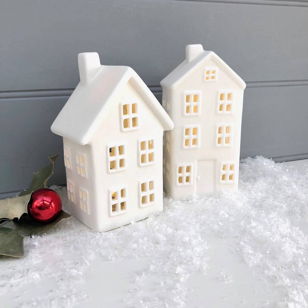 White Porcelain LED House By Pink Pineapple Home & Gifts