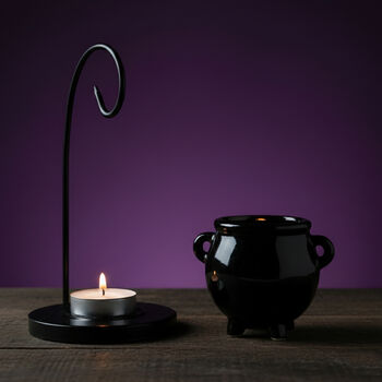 Black Halloween Cauldron Oil Burner And Wax Melter, 4 of 5