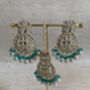 Green Gold Plated Kundan Earrings And Tikka Set, thumbnail 3 of 4