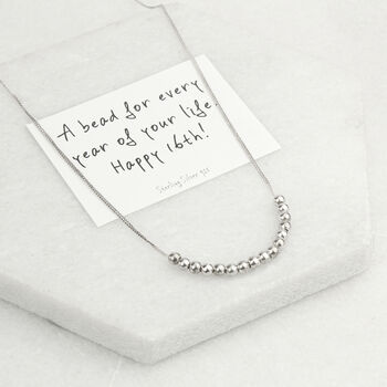 Sterling Silver 16 Beads 16th Birthday Necklace, 5 of 8