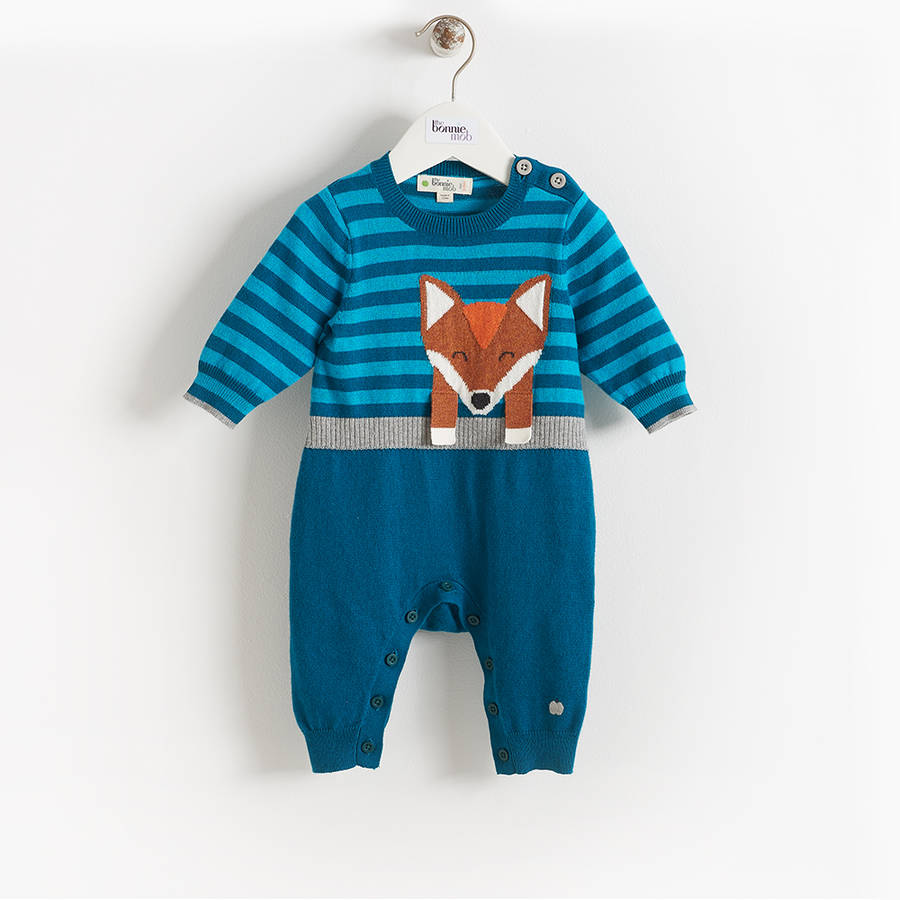 Lyra Knitted Fox Baby Playsuit By The bonnie mob | notonthehighstreet.com