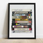 Favourite Films Gift: Handwritten Vhs Tapes, Movie Lover Print, thumbnail 7 of 8
