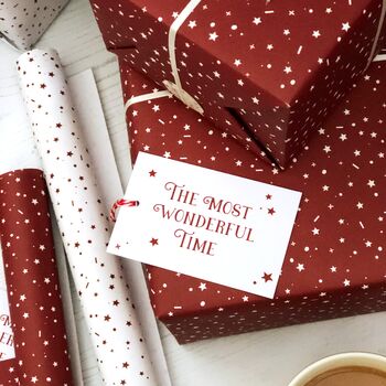 Most Wonderful Time Red Christmas Wrapping Paper, 2 of 12
