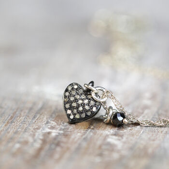 Black Diamond Tiny Heart Necklace, 5 of 8