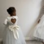 Long Sleeve Lace Flower Girl Dress – Heart Back Tulle Dress For Communion And Christening, thumbnail 5 of 12