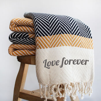 Herringbone Handloomed Soft Throw, Personalised Gift, 9 of 12