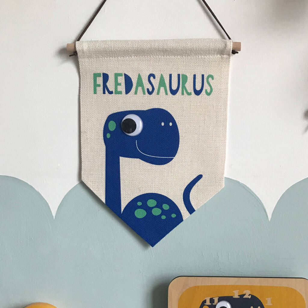 Children's Personalised Dinosaur Pennant Flag, 1 of 8
