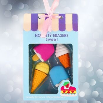 Stocking Filler Fun Food Stationary Eraser Three Sets, 3 of 6