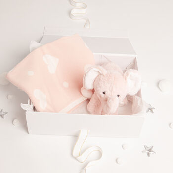 Pink Plush Elephant Toy And Heart Blanket Baby Gift Set, 2 of 4