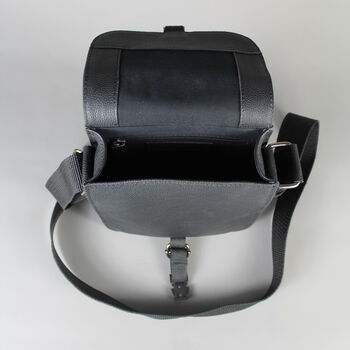 Black Leather Crossbody Flight Bag With Gunmetal Zip, 10 of 10