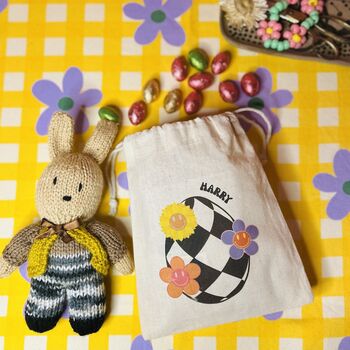 Personalised Retro Egg Bag With Chocolate Eggs, 4 of 5