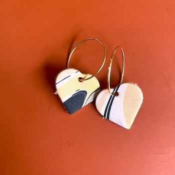 Handmade Leather Heart Hoop Earrings Marbled, 4 of 8