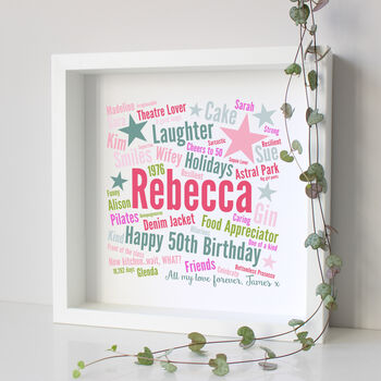 Personalised 50th Birthday Word Art Gift Her, 2 of 5