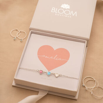 Create Your Own Family Heart Birthstone Personalised Bracelet, 6 of 12