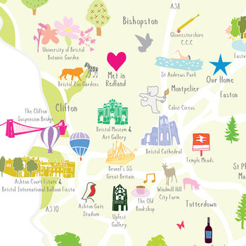 Personalised Greater Bristol Map: Add Favourite Places, 3 of 3