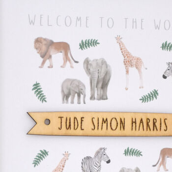 Personalised Wooden Safari Nursery Print, 3 of 4