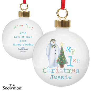 Personalised The Snowman My 1st Christmas Bauble, 5 of 5