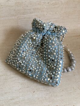 Light Blue Handcrafted Mirror Potli Bag, 9 of 10