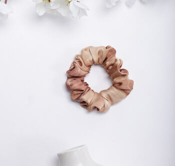100% Silk Small Scrunchie Tie And Dye Browns, 2 of 2