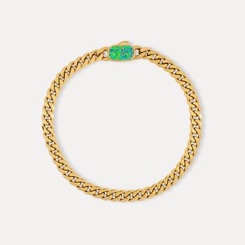 Men's Gold Opal Gemstone Cuban Chain Bracelet, 5 of 11