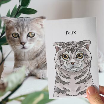 Personalised Cat Half Portrait Print, Cat Lover Gift, 2 of 12