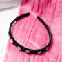 Narrow Velvet Gem Headband In Black, thumbnail 2 of 2