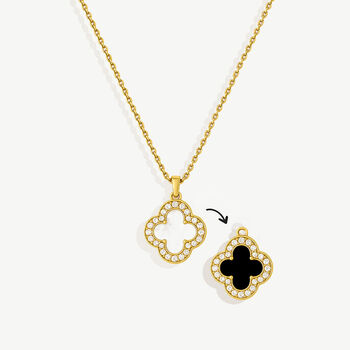 Women’s Reversible Clover Pendant Necklace In 18k Gold, Floral Jewellery, 3 of 5