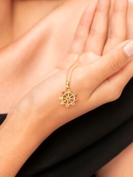Spinning Nine Gemstones Dharma Wheel Necklace, 9 of 12