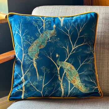 Luxury Super Soft Velvet Cushion Peacock Blue With Optional Piping, 2 of 8