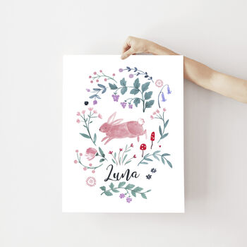 Personalised Children's Name Print: Leaping Bunny, 3 of 3
