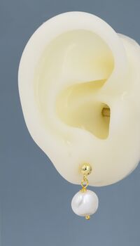 Genuine Baroque Pearl Dangle Stud Earrings, 3 of 12