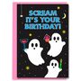 Funny Cute Scream Ghosts Spooky Birthday Card, thumbnail 1 of 2