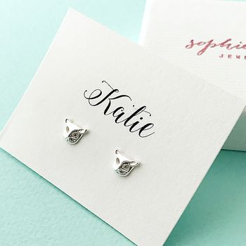 Personalised Silver Cat Face Earrings, 2 of 3