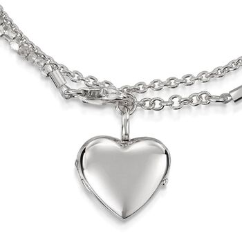 925 Sterling Silver Rope Chain Heart Locket Bracelet, 4 of 5