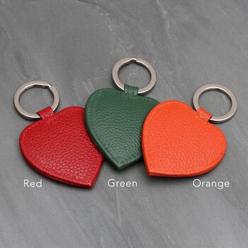 Personalised Textured Leather Heart Charm Keyring, 3 of 11