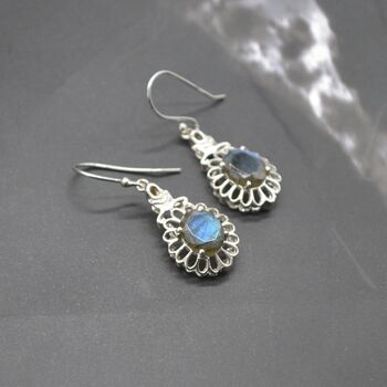 Labradorite Earrings Silver: Blue Gemstone Jewelry, 5 of 7
