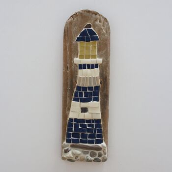 Handmade Lighthouse On Driftwood Mosaic Wall Art, 5 of 10