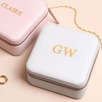 Personalised Monogrammed Square Travel Jewellery Box, 3 of 4